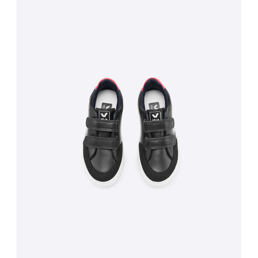 Veja V-12 LEATHER Joggesko Barn Black/White | NO 870QMA